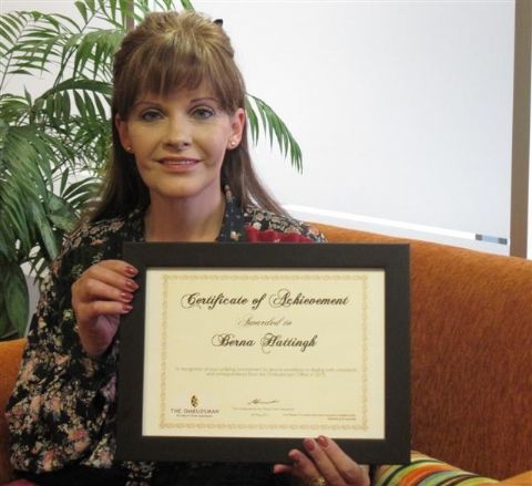 OSTi Award to Berna Hattingh at Centriq  for fair and equitable service at Ukusizana awards